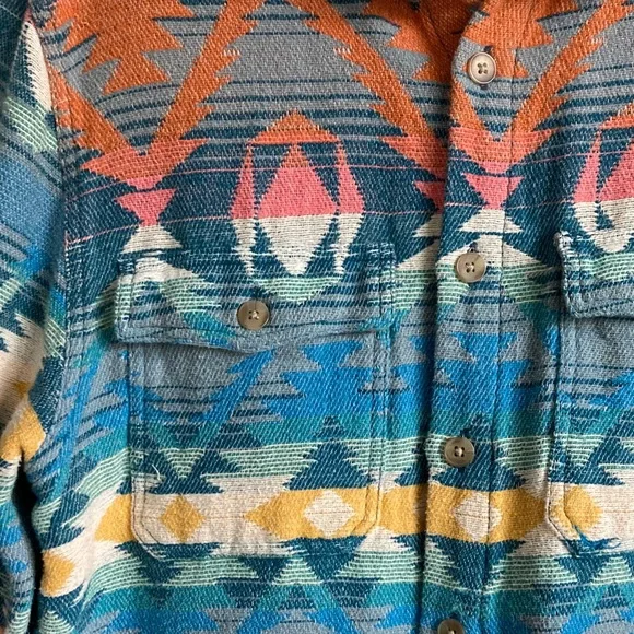 Urban Outfitters Men's Aztec Print Flannel Button Down Shirt Shacket Medium - Picture 6 of 9
